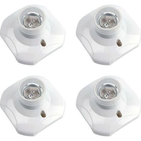 Douille Plafond E27 Visser, Douille E27 Garage, AC 220-240V, Support Douille pour Ampoule LED, Base Plafonnier Culot E27, Base de Lampe Plastique Blanche pour Lampe au Mur, lot de 4 (1/5)