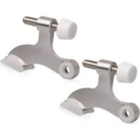 2 Pièces Stop Porte à Goupille de Charnière en Nickel Brossé Réglable Renforcé avec Embouts en Caoutchouc Blanc (1/4)