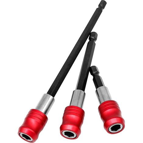 Lot de 3 tournevis à changement rapide - Porte-embout - Tige hexagonale de 1/4" - Support magnétique pour visseuse sans fil et perceuse manuelle - 60/100/150 mm (1/5)