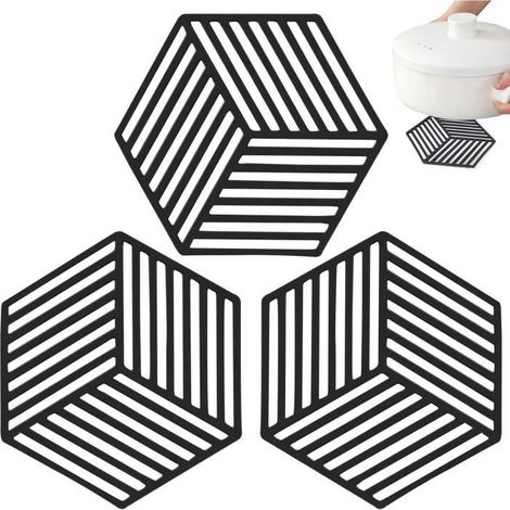 Dessous de Plat en Silicone - 3 Pièces - Antidérapant - Résistant à la Chaleur - Facile à Nettoyer (1/4)