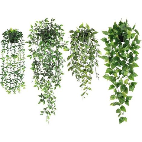 4Pcs Plante Artificielle Interieur Tombante avec Pot Fausse Plante Verte Tombante en Pot Petite Plantes Artificielles Suspendues Interieur Fausse Plante Tombante Artificielle (1/5)