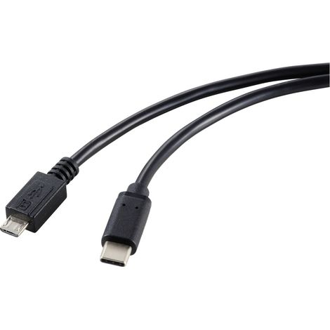 Renkforce Câble USB USB 2.0 USB-C® mâle, USB-Micro-B mâle 1.80 m noir blindage total RF-5720396