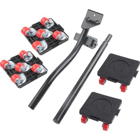 Levier De Levage Pour Meubles - Roulettes Pivotantes 360° À Double Roulement - Kit De Déplacement Pour Objets Lourds - Capacité 400 Kg - Lot De 5 Pièces (1/5)