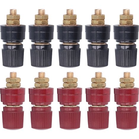 Bloc de bornes M6 noir et rouge pour régulateur de tension RV - Installation facile, transmission stable - 5 ensembles (1/5)