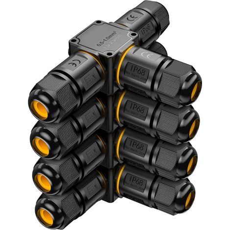4 PCS Connecteurs de Câbles Étanches IP68 - Boîte de jonction 3 voies connecteur etanche 3 fils - Raccordement extérieur du jardin - Dérivation de câble 6-11mm - Coffret électrique externe étanche (1/4)