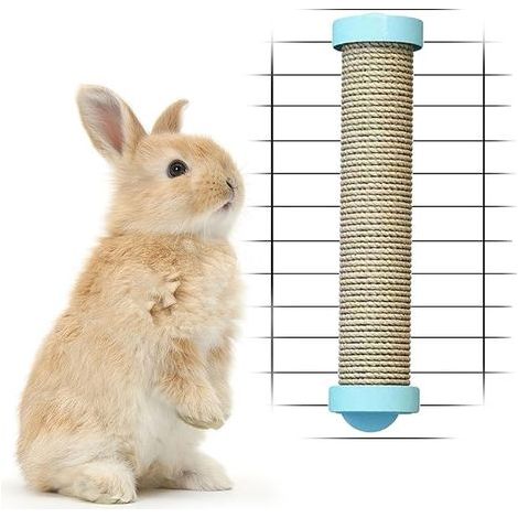 Oncpcare Rabbit Scratching Post for Cage Sisal Natural Rabbit Scratching Post Toys Claws and Teeth Care Interactive Rabbit Nail Scraper Chew Toys for Rabbit