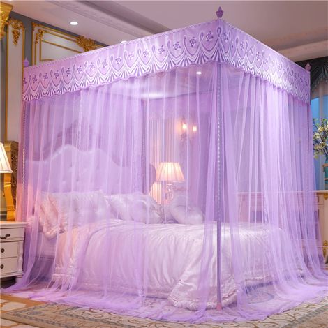 Moustiquaire Pour Lit - 120 x 200 x 200 cm - En Polyester - Style Princesse Avec Volants Et Dentelle - Pour Décoration De Chambre À Coucher - 1 Pièce (1/5)
