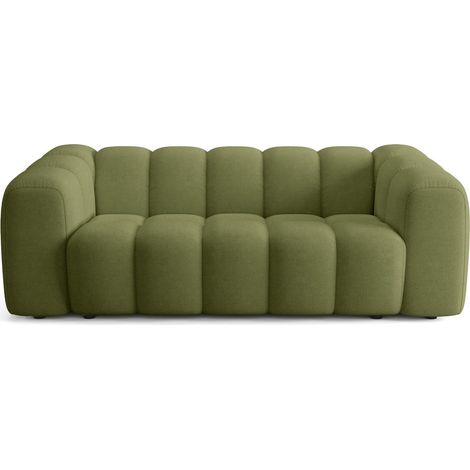 Canapé capitonné 3 places en tissu chenille vert olive - Belleville (1/5)