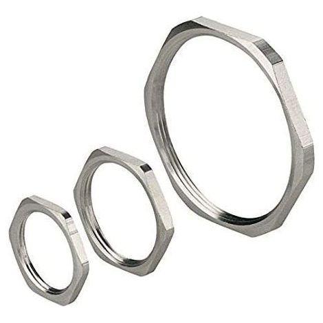 Ghiera Metal Nichelate Filettatura ISO Materiale Ottone UNI EN 12164 CW 614N Nichelatura 2-5 micron Filettatura M20x1.5