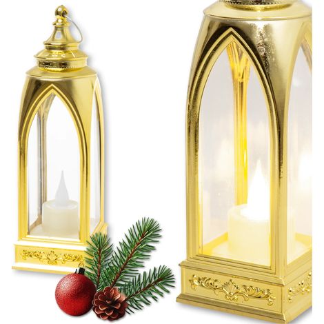 Lanterna LED luminosa per Rorate, lanterna dorata a batteria 19 cm - Decorazione natalizia per bambini (1/5)