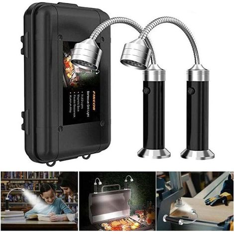 Lampe pour Barbecue Lot de 2 Lumières LED de Gril BBQ avec Base magnétique Rotation à 360 Degrés Flexible Réglable pour Barbecue,Camping,Fête,Extérieur-A (1/5)