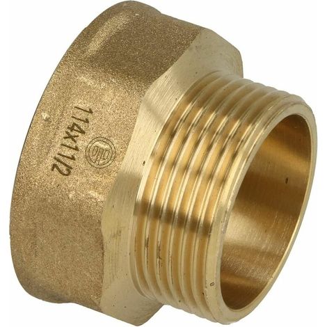 Rallonge de réduction FF/FM 1 1/2'' x 1 1/4'' hexagonale laiton nu