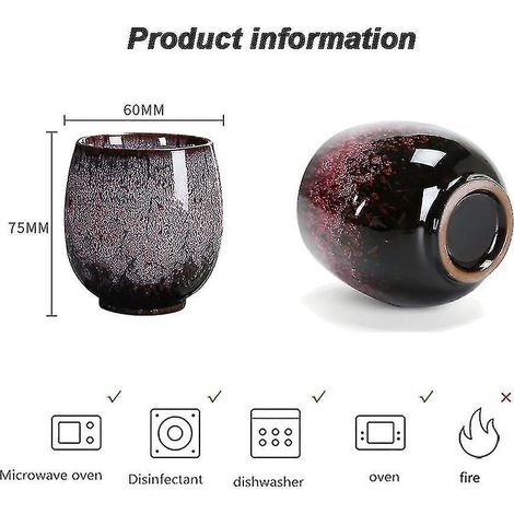 Japanische Teetassen, Keramik-Teeservice, 4-teiliges Set handgefertigter, mehrfarbiger Tassen, flammglasierte Keramiktassen, für Zuhause, Büro, als Geschenk, Sake-Tassen (1/4)
