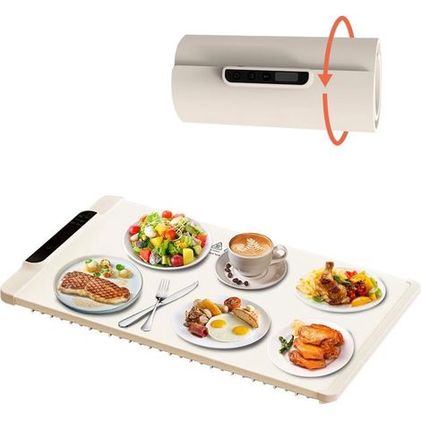 Tapis chauffant pliable/plaque chauffante électrique, 3 réglages de température - chauffe sur toute la surface - enroulable - arrêt automatique - convient pour les fêtes (beige - 4538 cm) (1/5)