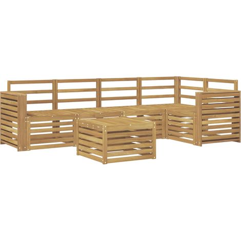 Ensemble de canapés d'extérieur 6 pc Blanc Bois d'Acacia Massif vidaXL