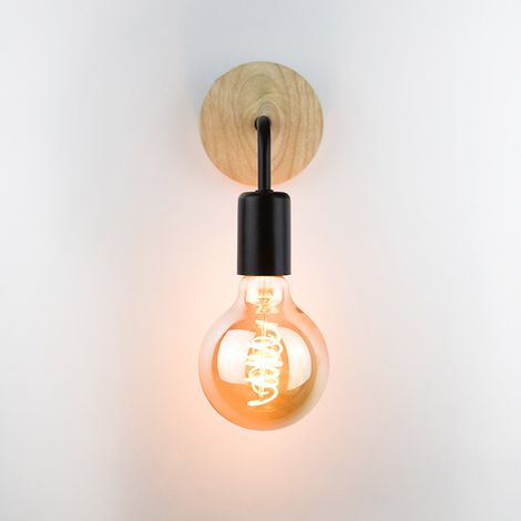 Applique Murale Interieur, Lampe Murale Industrielle Bois, Appliques Wall E27 Decoration Murale Rétro pour Salon, Chambre à Coucher (Ampoules Non Comprises, max. 40w) 1 pièce Oi-FRIS