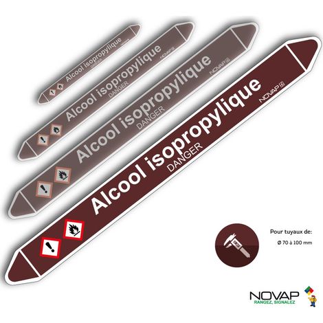 Planche de 2 marqueurs de tuyauterie 450 x 52 mm pour Ø 70 à 100 mm - Alcool isopropylique - 4701554