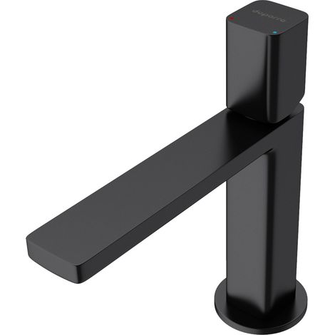 doporro® Mezclador monomando de lavabo negro mate 30,9 cm de altura Mezclador de lavabo, angular Mezclador de lavabo, conexión DIN