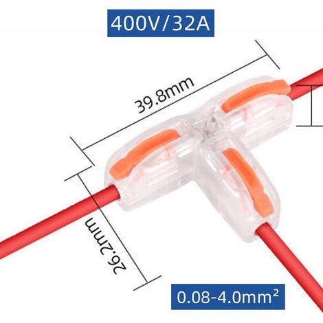 Bornier de connecteur de fil rapide universel de type T for éclairage LED/séparateurs électriques domestiques(10Pcs) (1/4)