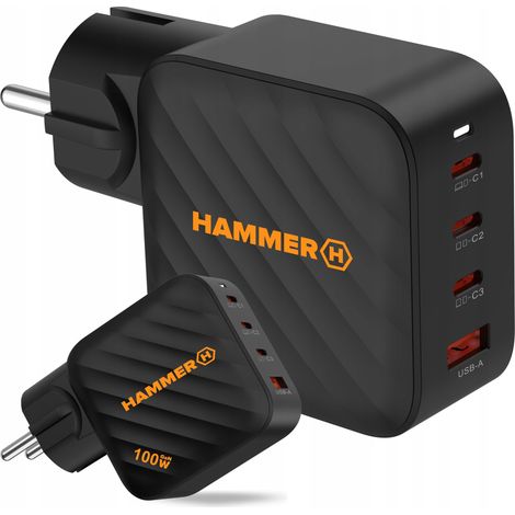 HAMMER RAPIDCHARGE WANDLADEGERÄT 100W 3x USB-C USB-A SCHNELLLADEN AKKU 1 Stück. (1/5)
