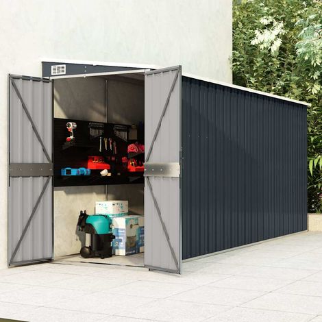Abri de jardin mural-Remise Cabane pour outils Anthracite 118x382x178 cm Acier (1/5)