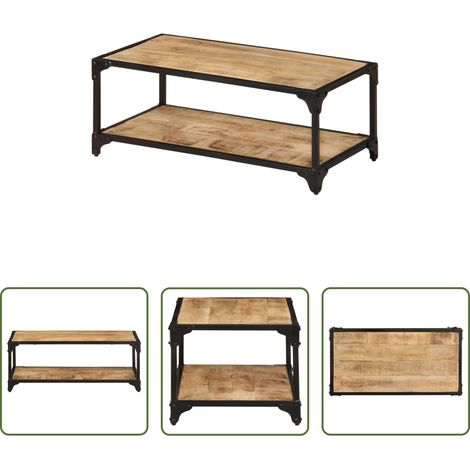 Vintage Couchtisch -  Couchtisch 90x45x35 cm Raues Massives Mangoholz (1/5)