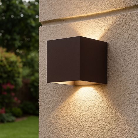 Außenleuchte Fassadenlampe Wandlampe rost Balkonleuchte Up Down Wandleuchte, LED 2x 3 Watt 2x 290Lm warmweiß, LxBxH 10x10x10 cm