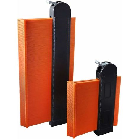 Lot de 2 jauges de contour avec serrure 12,7 cm et 25,4 cm Règle de mesure en plastique pour les coins, les carreaux et les stratifiés, gabarits de travail du bois. (1/5)