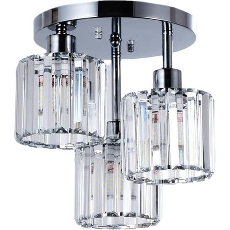 Plafonniers à 3 lumières en cristal avec abat-jour en verre pour le salon le couloir ampoules non incluses (1/5)