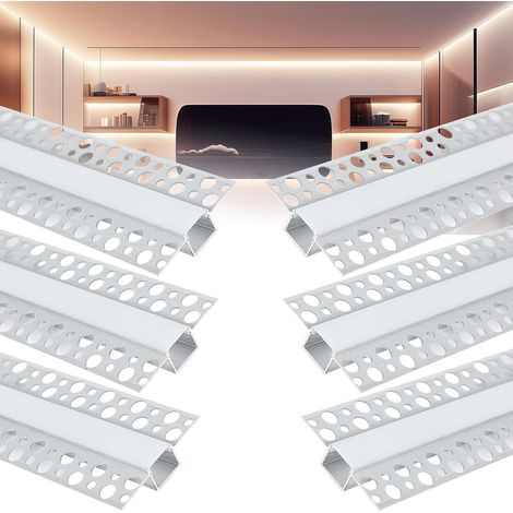 Profilé en aluminium pour panneaux de 1 m avec diffuseurs LED encastrés et couvercle blanc laiteux, 6 bandes de 1 m (A, pour bandes LED de 17 mm) (1/5)