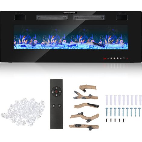 Jiubiaz Cheminée électrique 50 pouces à encastrer, WiFi, 2 puissances 750/1500 W et minuterie 1–8 h (1/5)