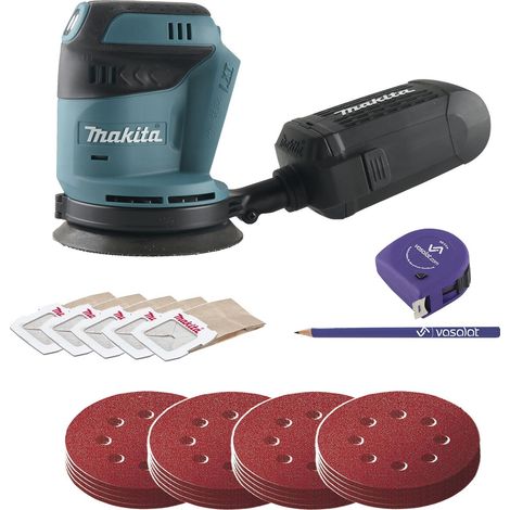 Makita Akku Exzenterschleifer 18V DBO180Z + Schleifscheiben Set 4-teilig K60/80/120/180 (1/5)