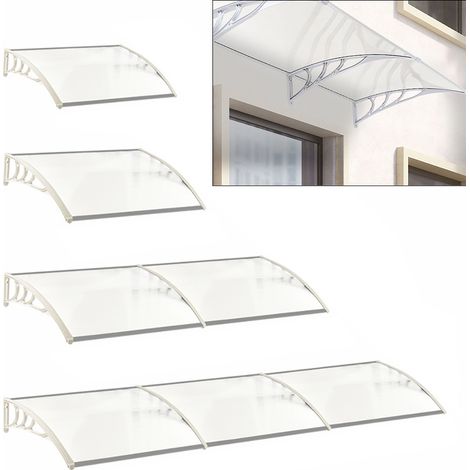 Door Canopy Awning Window Rain Snow Shelter Curved Sheet, White 190CM