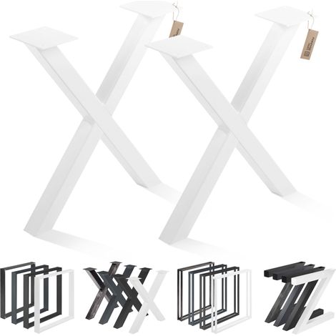 Pieds de table basse en métal – Lot de 2 – Taille 30x43 cm – Profil 40x40 mm – Finition blanche résistante aux rayures – Lamo Manufaktur (1/5)