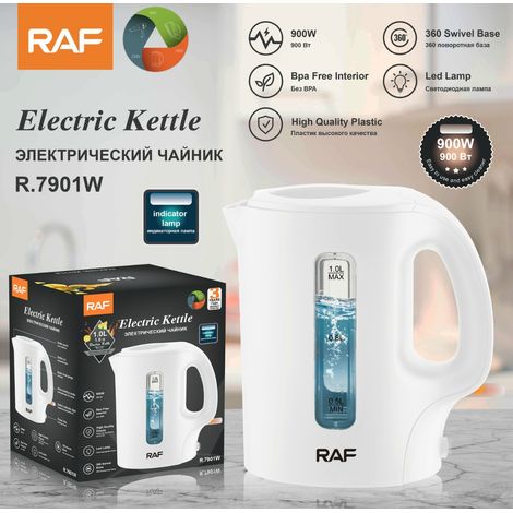 Bouilloire électrique 1 L en acier inoxydable (blanc), conforme aux normes européennes, automatique, grande capacité et multifonctionnelle. (1/5)