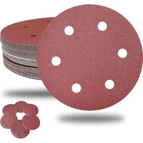 30 disques abrasifs 225mm 6 trous, grains 80-240, ponceuse girafe placo (1/5)