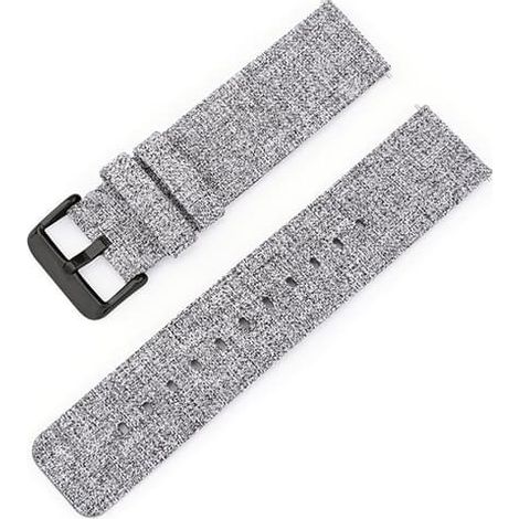 Bracelet de montre en toile - Gris clair avec boucle noire 14 mm (1/3)