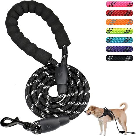 Laisse puissante pour animaux de compagnie de 5 pi 1,5 m (noir)