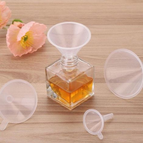Lot De 12 Mini Entonnoirs Plastique Transparant, Col Étroit 5 mm, Pour Remplissage Flacons, Cuisine/Cosmétique/Épices (1/4)