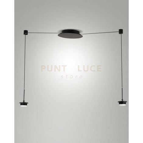 3804-42-101 MONTATURA NERA COMPLETA CAVO SPOSTABILE CCT 2700K - 3000K - 4000K - 16W - 1500 lm DIMMERABILE 2 LUCI