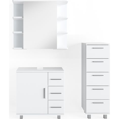 Set mobili bagno Ilias, Bianco, 3 parti, Vicco