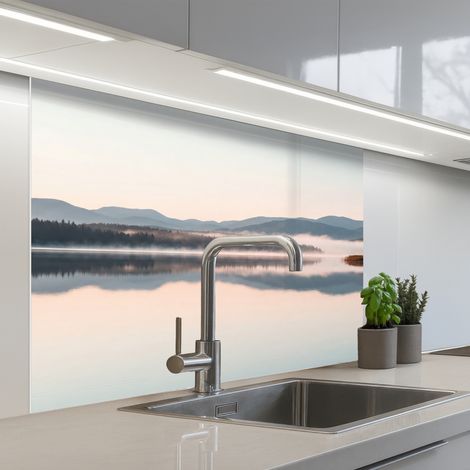 REVETEMENT MURAL DE CUISINE, CRÉDENCE DE CUISINE Eau - Arbres - Couche de brouillard 100x80 (1/5)