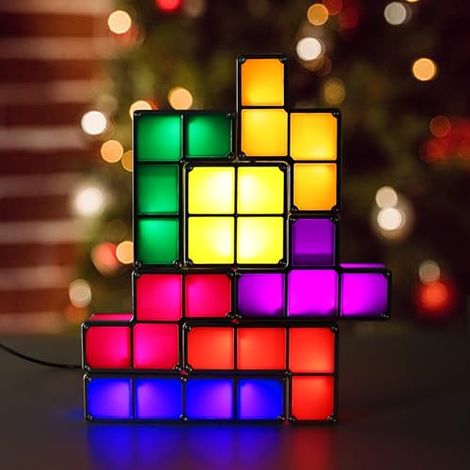 Veilleuse puzzle LED empilable à 7 couleurs : lampe de bureau magique 3D à monter soi-même, idéale pour la décoration de chambre et comme cadeau pour adolescents, à brancher. (1/5)