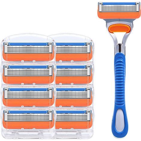 Rasoir manuel 5 couches pour hommes – Lames nano à induction – Bande lubrifiante améliorée – Rasage doux et efficace (1/4)