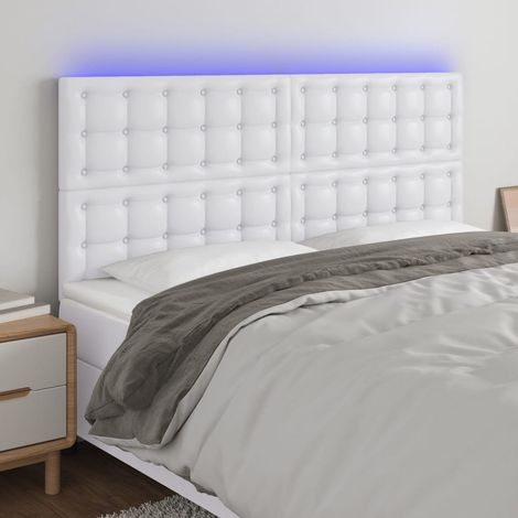 Tête de lit à LED Blanc 180x5x118-128 Similicuir (1/5)