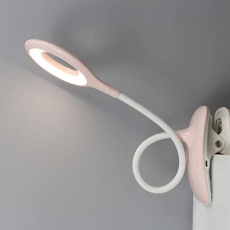 Lampe À Pince LED Réglable - Collier Flexible - Rechargeable USB - Pour Lecture, Bureau Enfant, Piano, DIY - Rose (1/5)