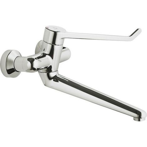 Grifo de seguridad de pared para lavabo monomando CERAPLUS 330mm palanca 230mm n. Conexiones con cerradura