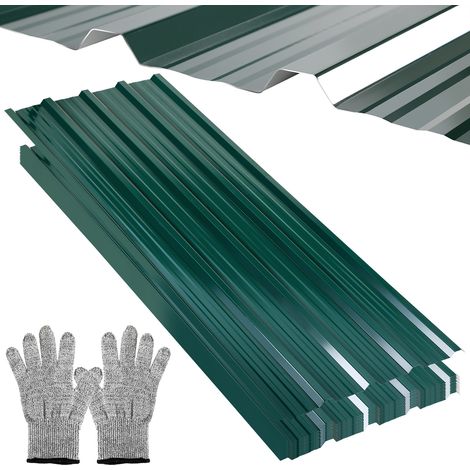 Wolketon 12/24/36x Paneles para tejados 129x46cm Cubierta metálica verde - 36pcs = 21㎡