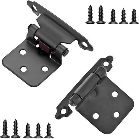 Kit de 2 charnières de placard semi-cachées 1/2" – Charnières automatiques pour portes d’armoire, finition noire élégante.