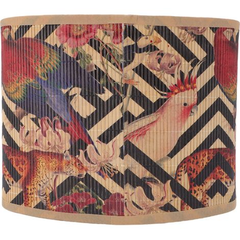 Abat-jour imprimé E27 E14 style vintage elliptique en bambou (Bambusoideae) - Remplacement d'abat-jour pour lampe de chevet (1/5)